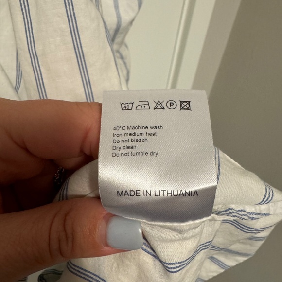 Mark Kenly Domino Tan Striped Mini Dress/Top, Size 42 - Picture 6 of 6